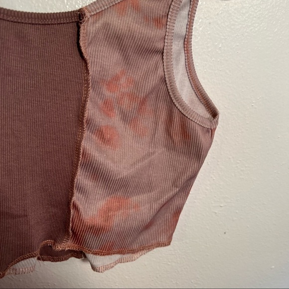 Cropped Ribbed Tank Top Mauve Pink Tie Dye - Picture 7 of 7